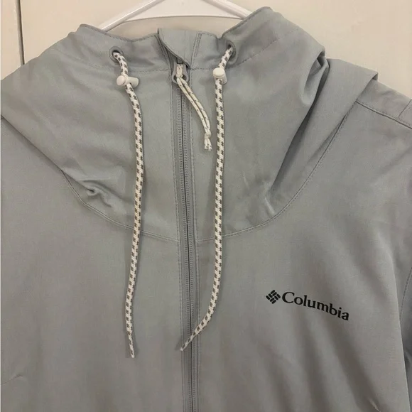 Columbia Light Blue Rain Resistant Hooded Jacket - Picture 2 of 4